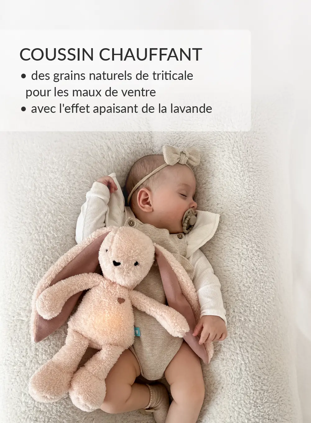 Warmies Coussin Chauffant Peluche Minis Baby Lapin - Lavande Relaxante 280g