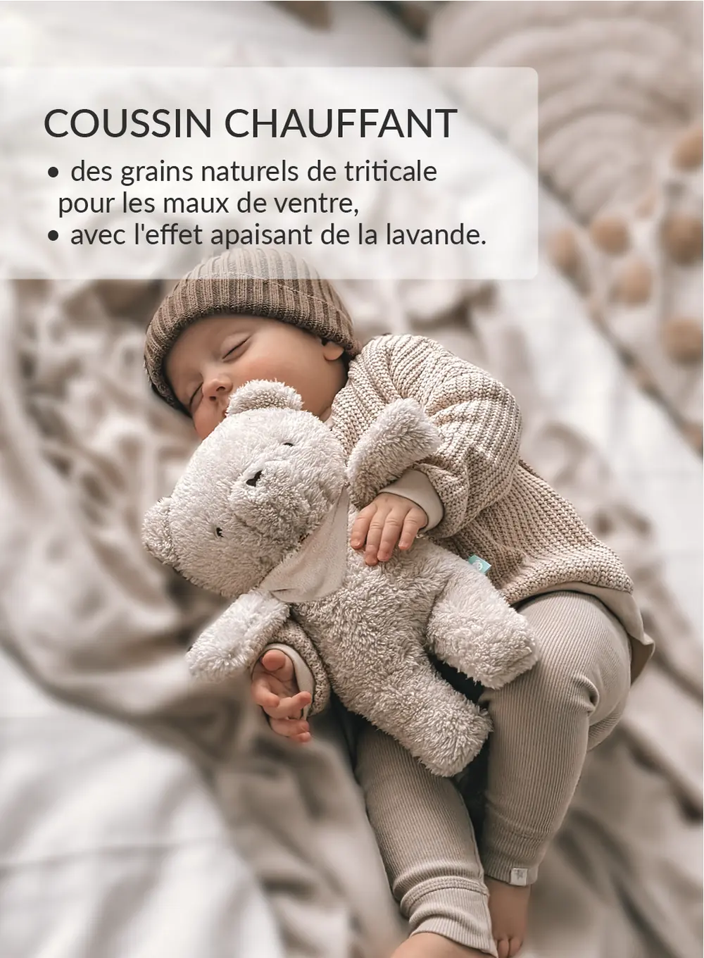 myHummy 7en1 App avec coussin chauffant - Ourson beige