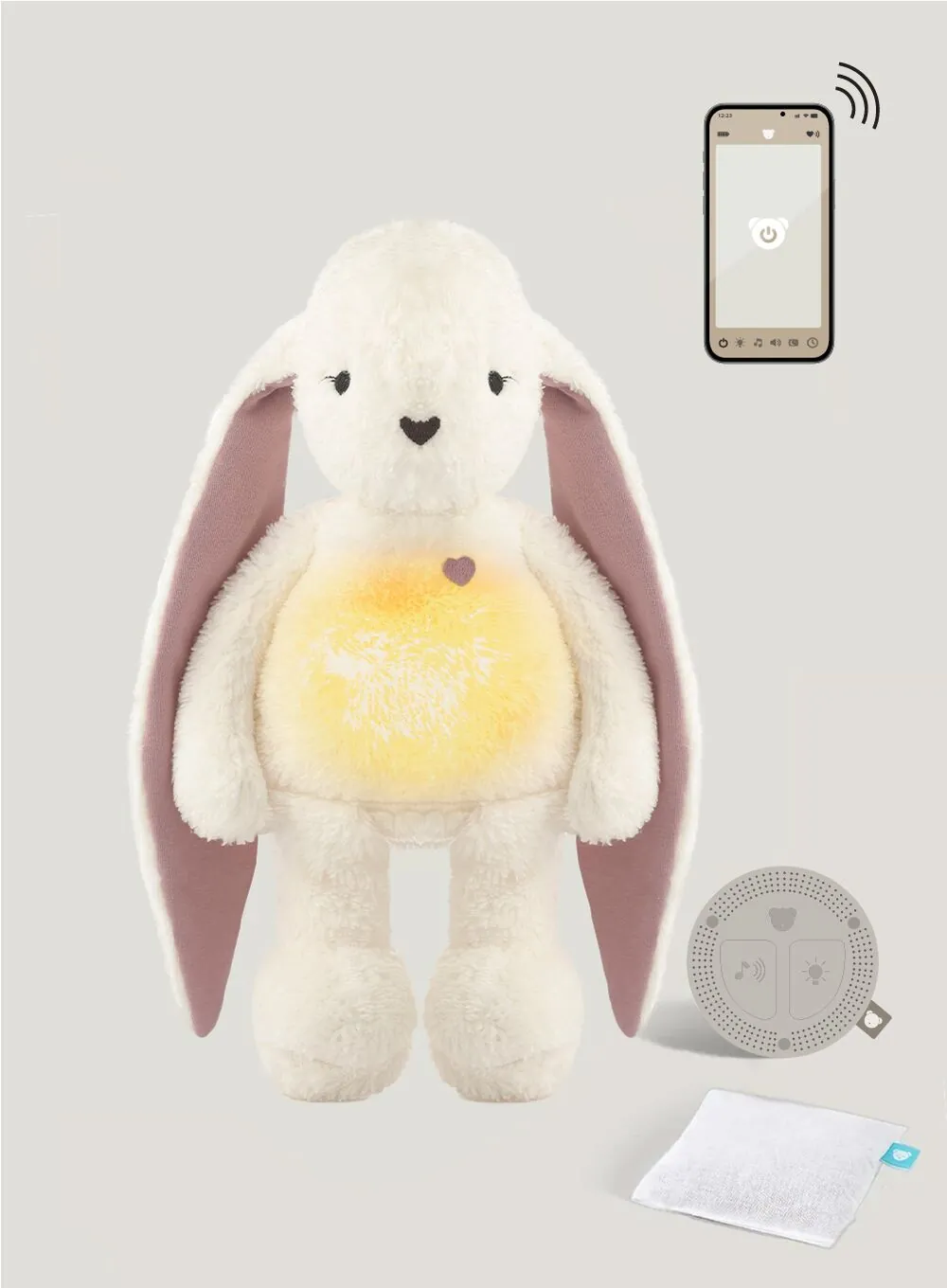 myHummy 7en1 App avec coussin chauffant - Lapin écru/rose