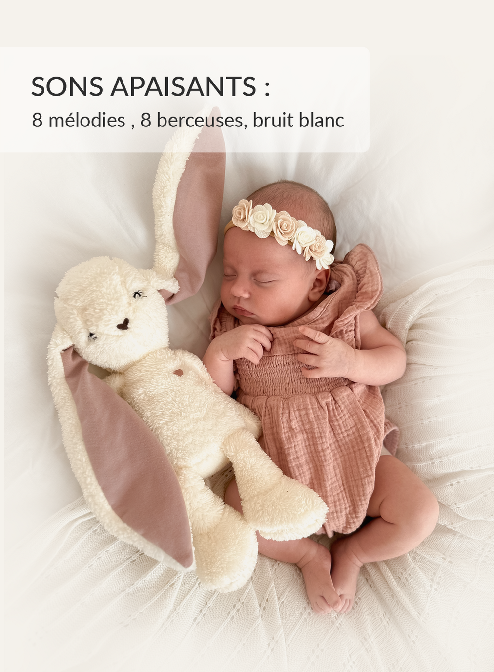 myHummy 7en1 App avec coussin chauffant - Lapin écru/rose