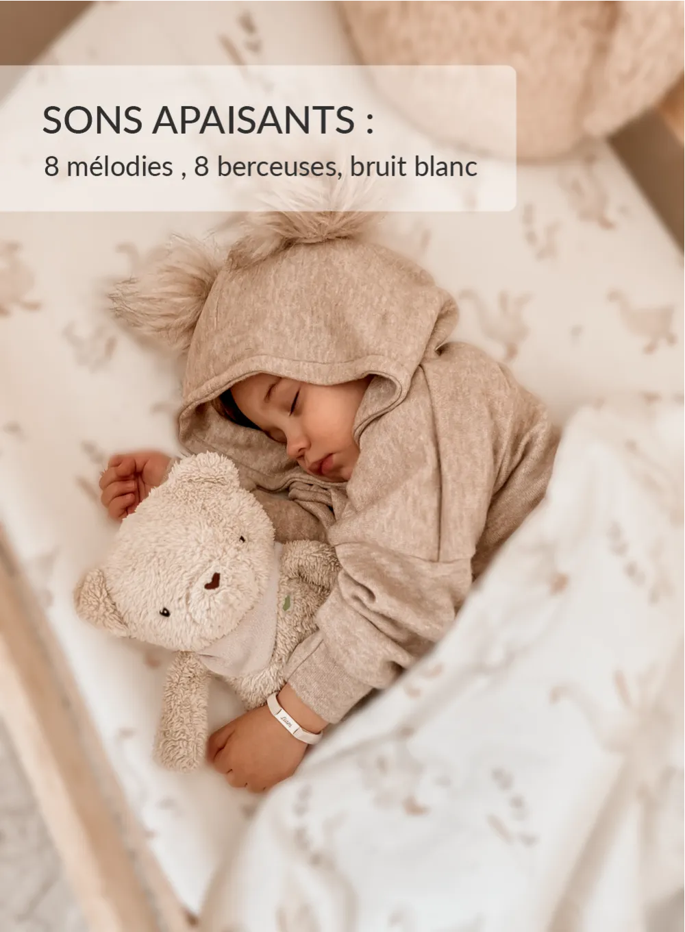 myHummy® 7en1 App avec bouillotte naturelle - Ourson beige