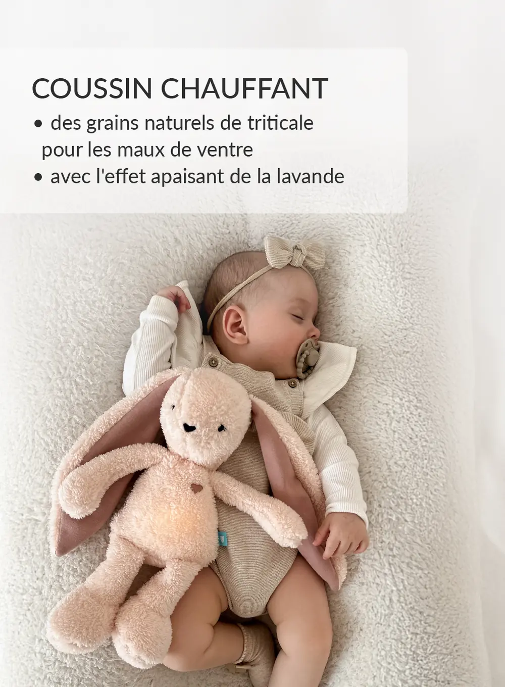 myHummy 7en1 App avec coussin chauffant - Lapin beige