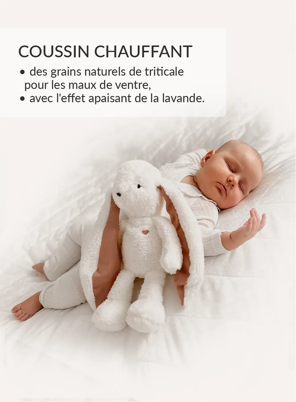 myHummy 7en1 App avec coussin chauffant - Lapin écru/rose