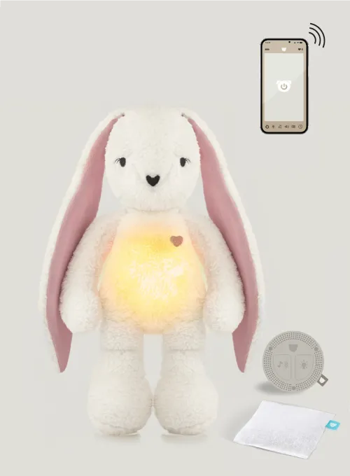 myHummy® 7en1 App avec bouillotte naturelle - Lapin écru/rose
